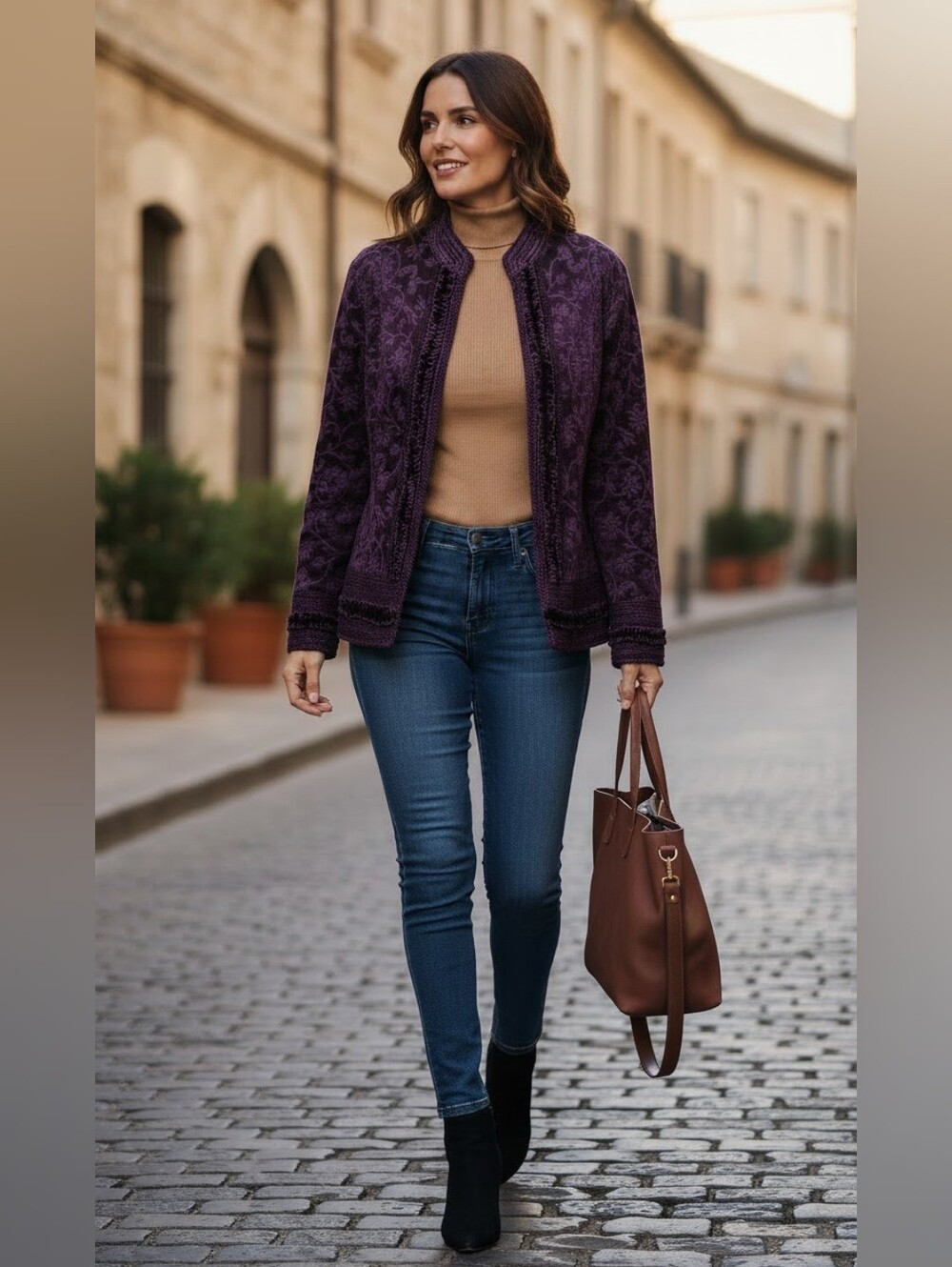 Coldwater Creek Purple Jacquard Jacket NWT - Small
